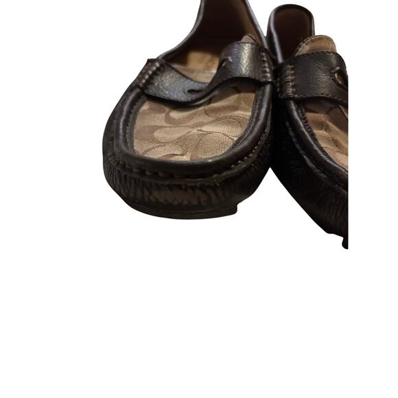 Coach Neal Leather Driving Loafers Size 8.5 Brown Signature Slip On Flats - Picture 3 of 9